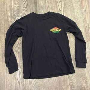 Vans Youth Boys T-Shirt Long Sleeve Crewneck Chest Logo Print Black Size S